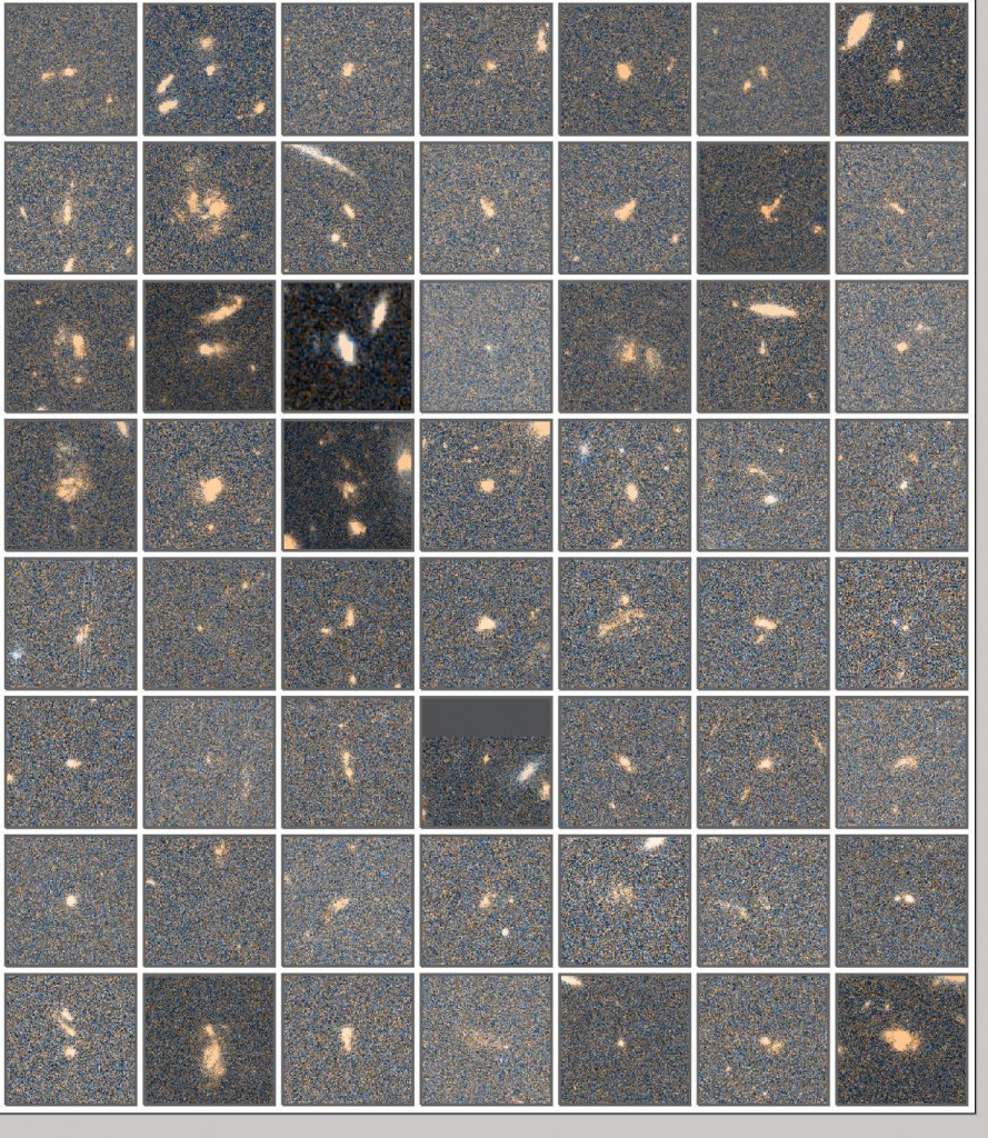 图4 z=2.24 处的H_alpha发射线星系的HST/ACS的图像。颜色是由V_606和z_850两个波段的数据得到的。